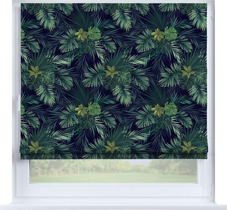 Римская штора «Кортин» на створку «Пальмовые листья»