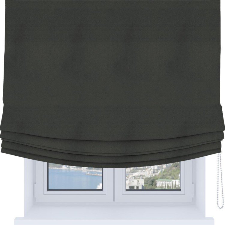 Римская штора Soft с мягкими складками, ткань бархат серый