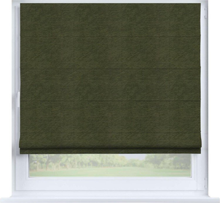 Римская штора «Кортин» на створку, ткань софт однотонный зелёный