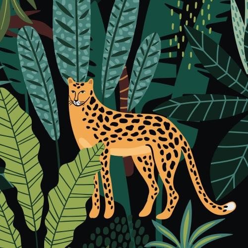 Блэкаут с принтом «Леопарды в джунглях»