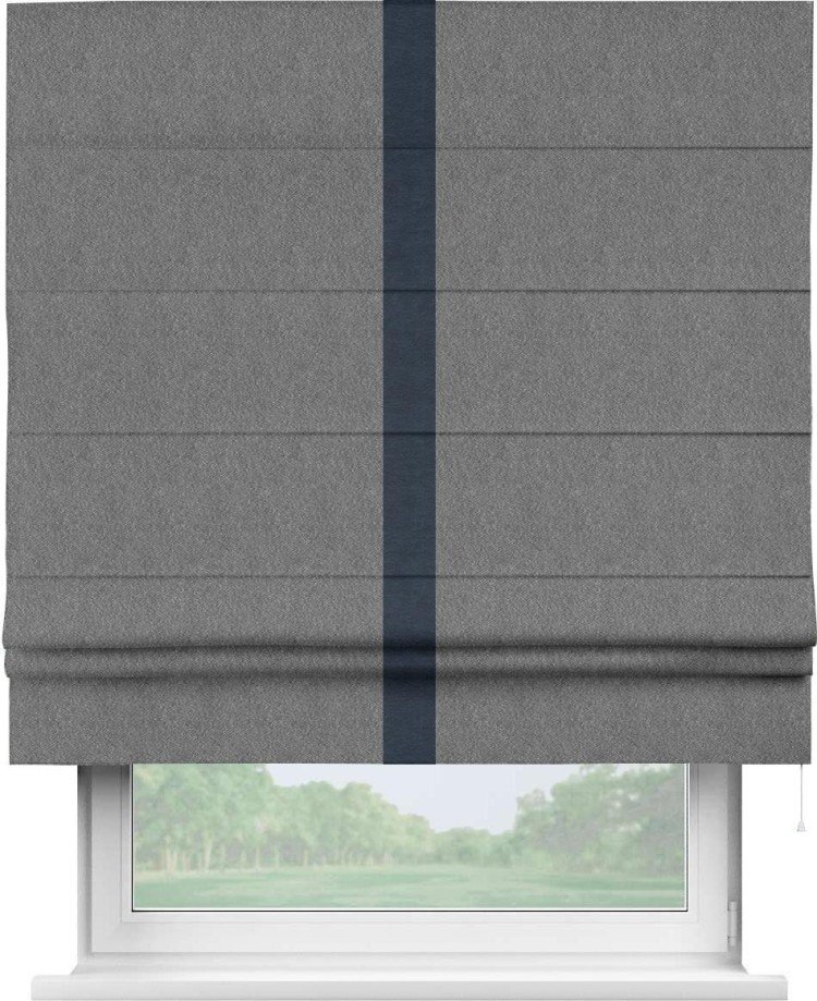 Римская штора «Кортин» с кантом Хайвэй, для проема, ткань софт однотонный серый