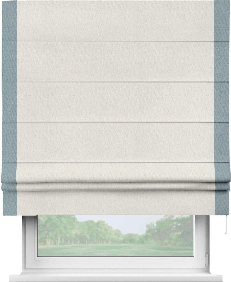Римская штора «Кортин» с кантом Стрим Дуо, для проема, ткань блэкаут с блеском светло-серый