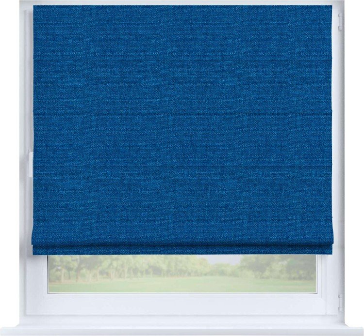 Римская штора «Кортин» на створку, ткань лён синий