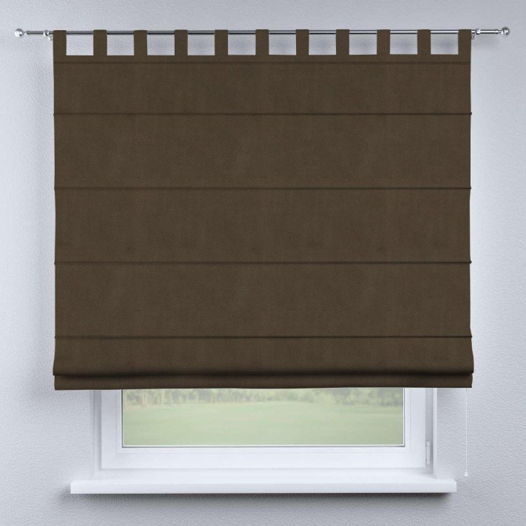 Римская штора на петлях «Кортин», ткань бархат тёмно-коричневый