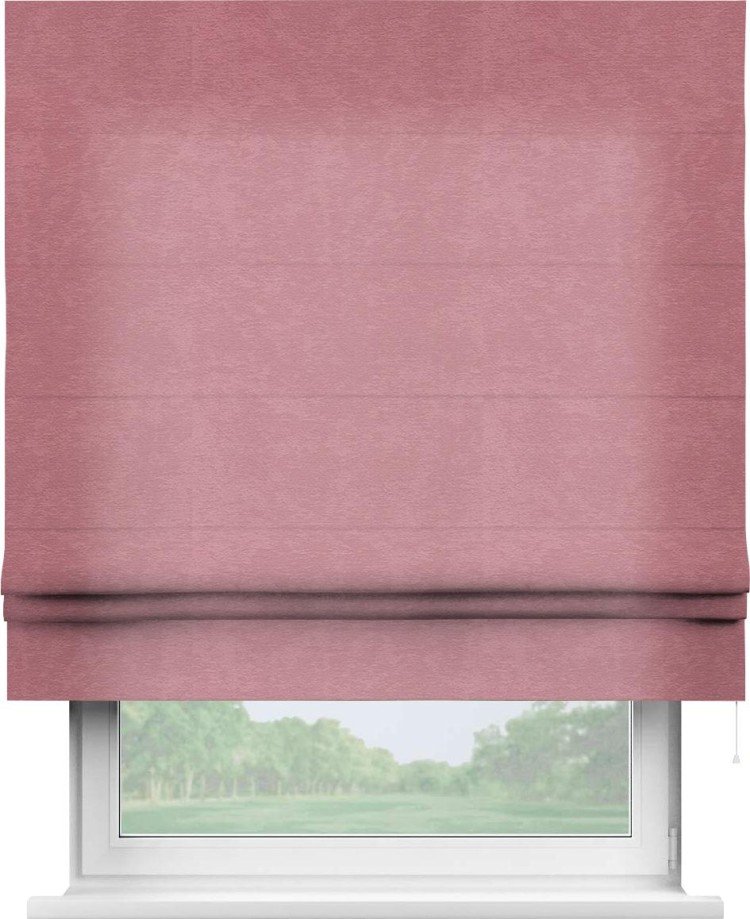 Римская штора «Кортин» для проема, ткань софт однотонный розовый