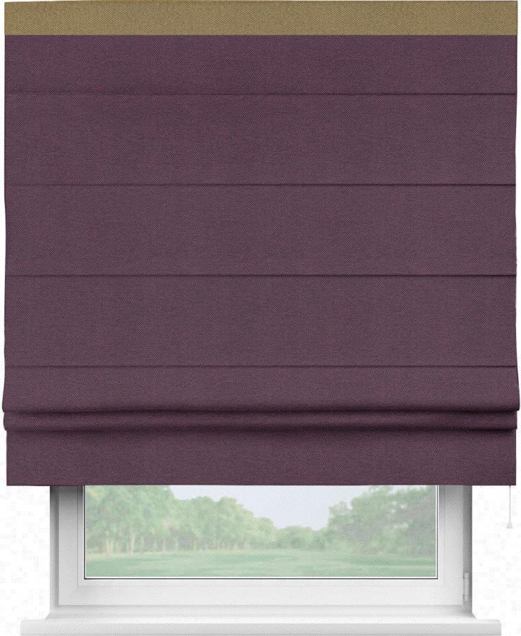 Римская штора «Кортин» с кантом Кинг, для проема, ткань лён димаут, фиолетовый