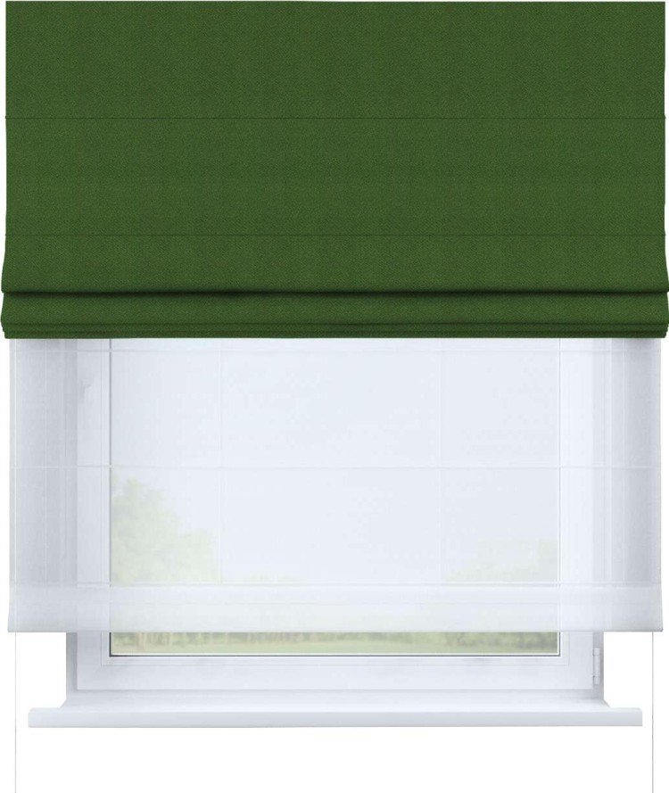 Римская штора «Кортин» день-ночь, ткань блэкаут однотонный, зелёный перламутр
