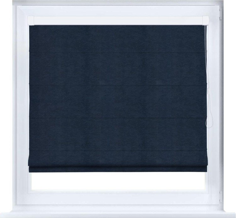 Римская штора «Кортин» кассетная, ткань софт однотонный тёмно-синий