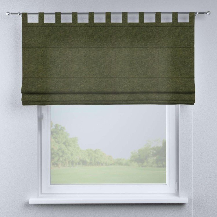 Римская штора на петлях «Кортин», ткань софт однотонный зелёный