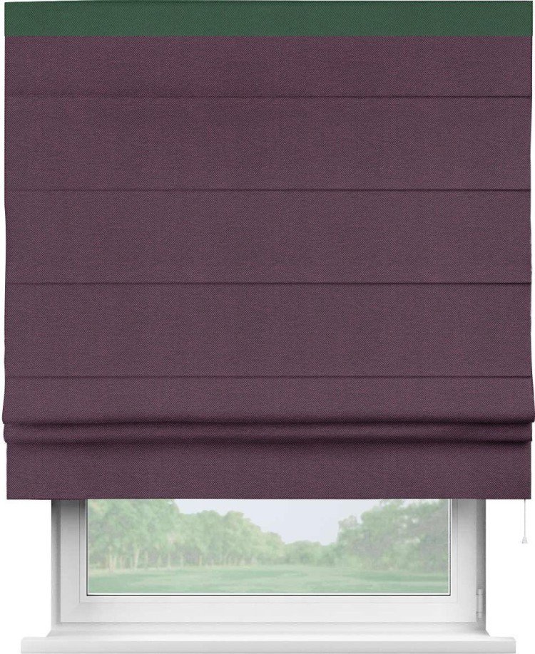 Римская штора «Кортин» с кантом Кинг, для проема, ткань лён димаут, фиолетовый