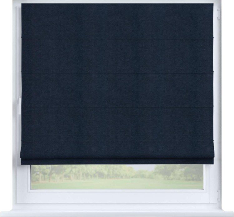Римская штора «Кортин» на створку, ткань софт однотонный тёмно-синий