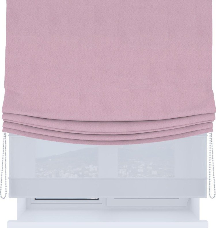 Римская штора «Кортин», день-ночь с мягкими складками, pipa блэкаут розовый