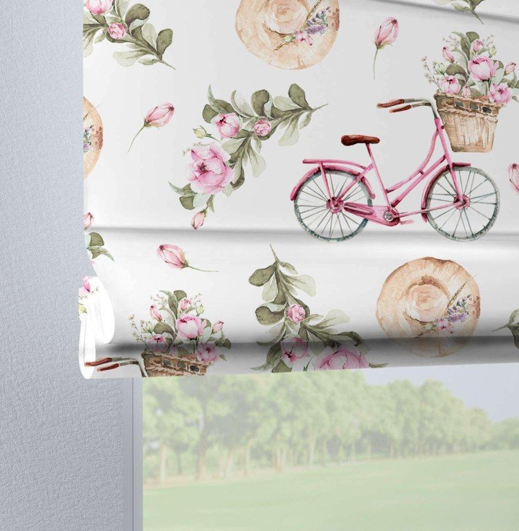 Римская штора «Кортин» на петлях «Розовый велосипед»