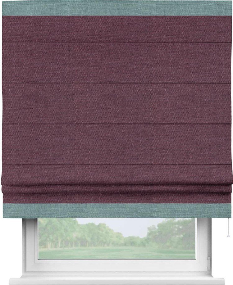 Римская штора «Кортин» с кантом Горизонт, для проема, ткань лён фиолетовый