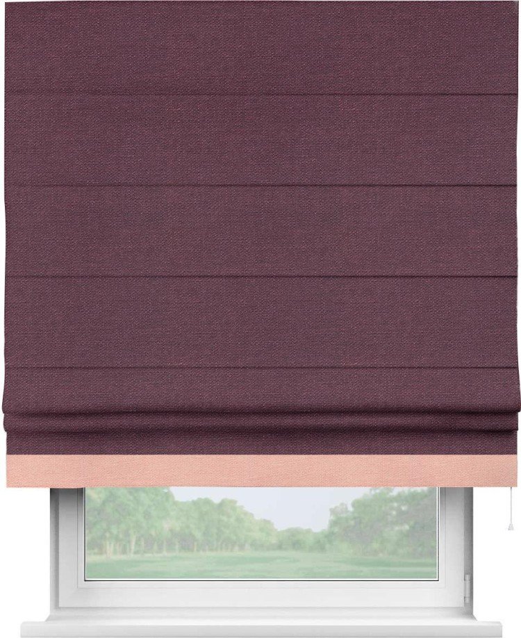 Римская штора «Кортин» с кантом Джестер, для проема, ткань лён фиолетовый