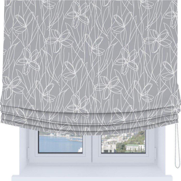 Римская штора Soft с мягкими складками, «Нарисованные цветы»