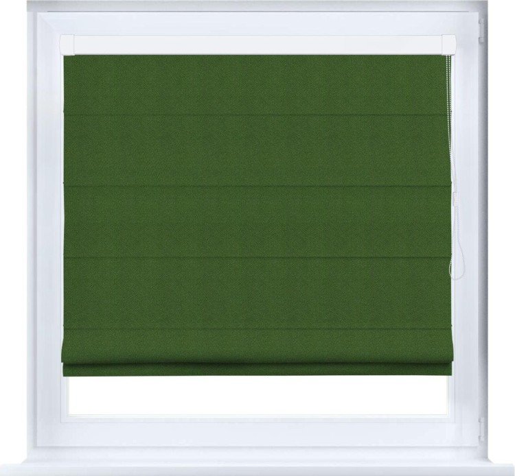 Римская штора «Кортин» кассетная, ткань блэкаут однотонный, зелёный перламутр