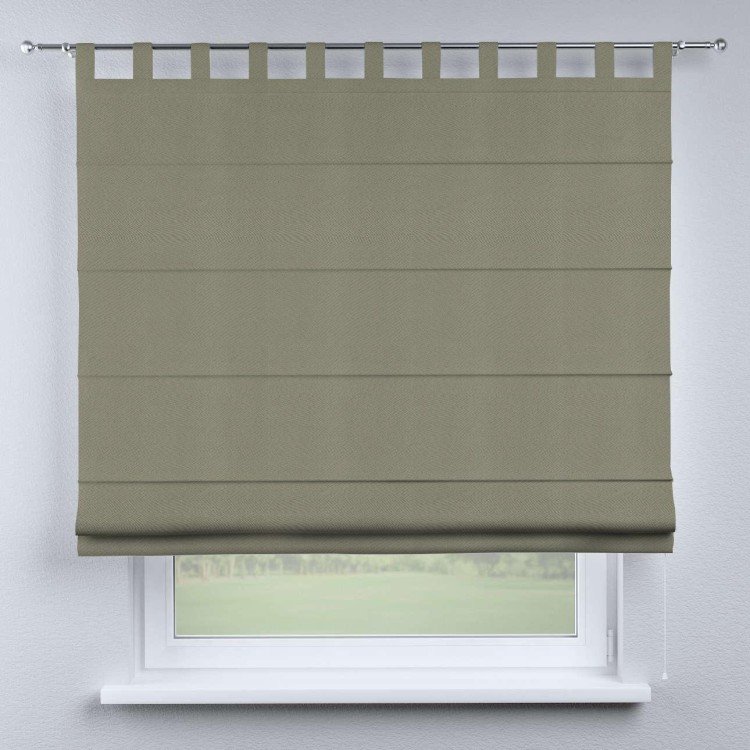 Римская штора на петлях «Кортин», ткань блэкаут однотонный, серо-зелёный